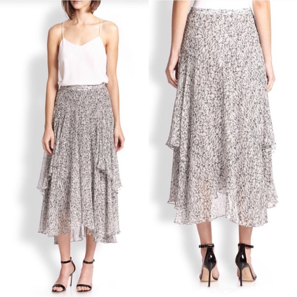Rebecca Taylor Dresses & Skirts - Rebecca Taylor Draped Printed Silk Midi Skirt